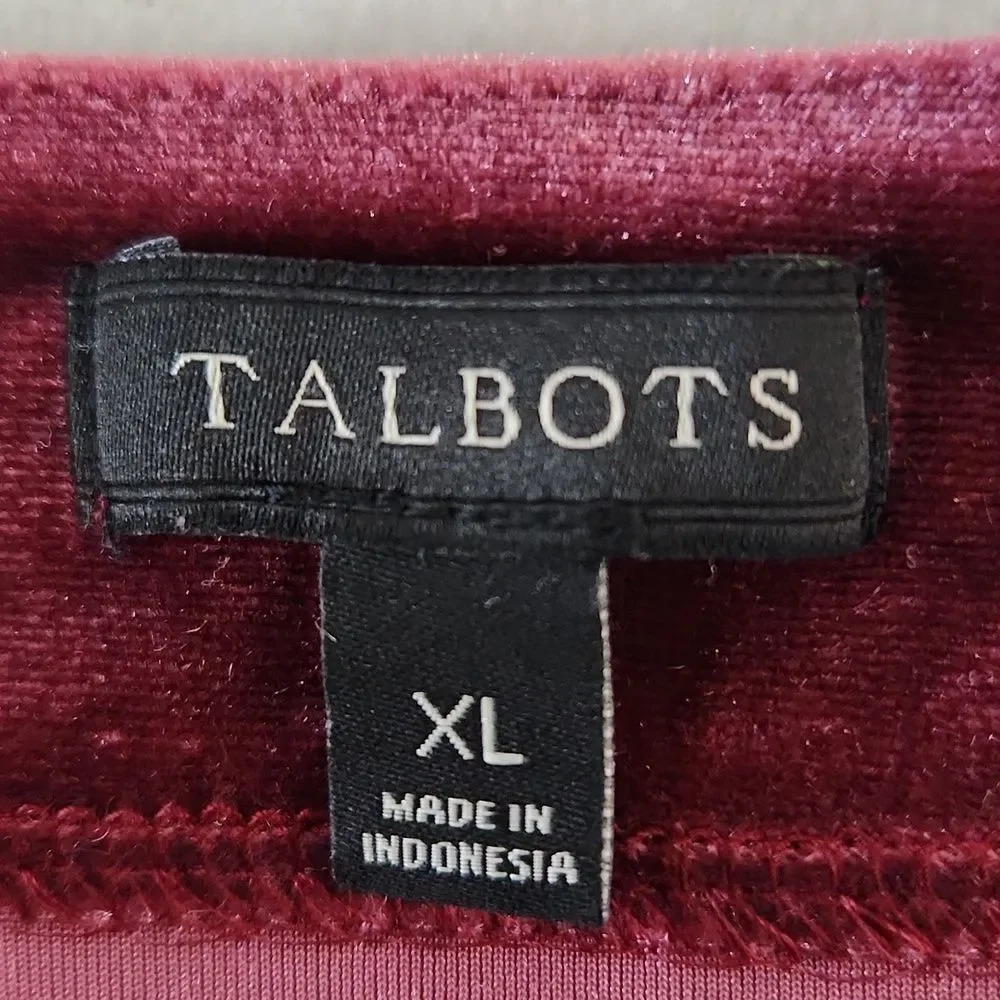 Talbots Velvet Wrap Top XL Burgundy Long Sleeve Stretch Blouse Elegant Holiday - Picture 8 of 9